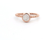 Nuovo su Misura 14k Oro Rosa 0.58ct Diamante Rotondo Lunetta Set Solitario Corda