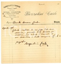 1895 ca TORINO Corso Vittorio Emanuele - Carlo BOZZOLINI Pittore *Fattura 