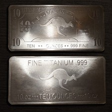 Lingotto di titanio 10 oz CANGURO (canguro lingotto di titanio oncia di titanio) RARO