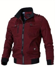 Giacca Uomo a Manica Lunga con Collo Alto - Tasche Multiple e Decorazione Spalla