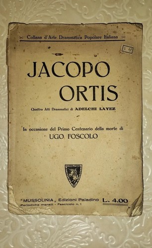 Raro libretto jacopo ortis - libretto,
