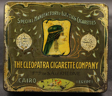 Antica scatola di latta Egitto sigarette Le Khedive Cleopatra Cigarettes Company Tin