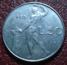 1980-R ITALY 50 LIRE IN VF-EF