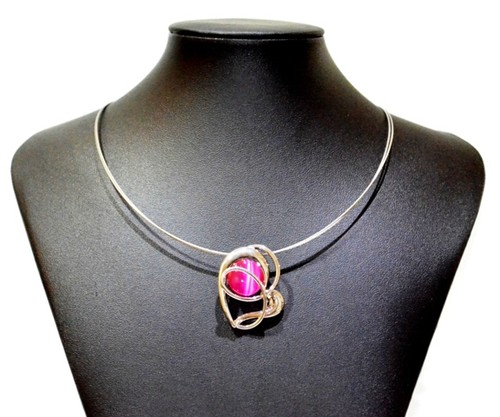 Necklace cats eye pink jewelry - eye,