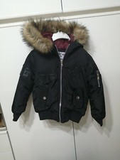 Giubbotto Giacca Imbottito Bomber Bambino Nero Cappuccio Pellicciotto 4 Anni