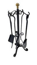 Set accessori per camino kit utensili trespolo ferro battuto stufa fuoco oro