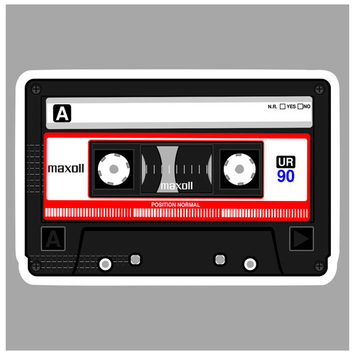 Adesivo musicassetta vintage - adesivo,