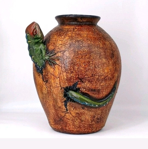 Raro vaso ceramica - , lucertola