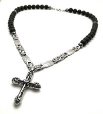 Collana Uomo Nero Lava Acciaio