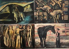 04 pastelli acquerellati fissati con vernice trasparente su cartoncino,   NC328