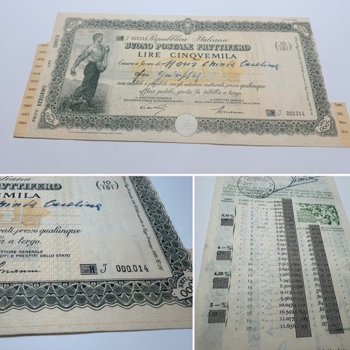 Buono fruttifero postale lire - postale,
