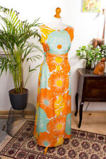 %Vendita% Vintage 70s Hippie Vestito Maxi Lungo Colorato 100% Seta Schiena 36