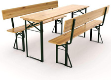 - Lima - Set Da Birreria Pieghevole in Legno 1X Tavolo180Cm + 2X Panche Con Schi