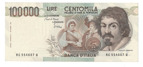 100000 lire caravaggio - 100000, i°