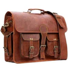 Vintage Originale Borsa di Pelle per Uomo Handmade Valigetta Laptop Cartella