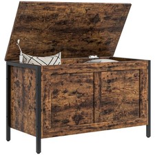 HOMCOM Cassapanca da 95L Stile Industriale con Coperchio e Cerniera di Sicurezza