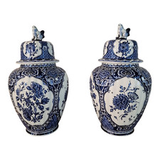 Coppia di potiche in ceramica Boch per Royal Sphinx, Delft, di metà XX secolo