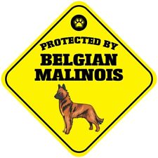 Cartello da attraversamento in alluminio giallo protetto da croce cane belga Malinois Xing