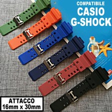 CINTURINO 16mm x 30mm G-SHOCK GOMMA SILICONE WR501 GA100 G-8900 GA200 BLU BIANCO