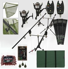 Starter Carp Fishing Set 2 x 3pz Canne e Mulinelli 12ft con Attrezzatura Completa Grossa