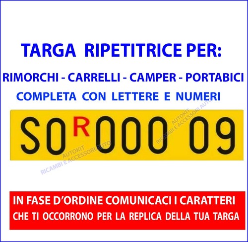 Targa gialla ripetitrice - targa,