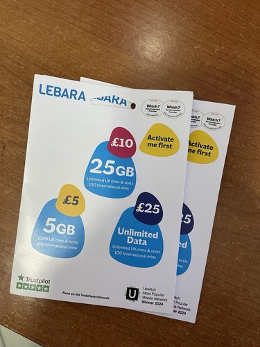 Sim lebara 5 credito - (5£,