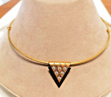 COLLIER NUOVO ORO GIALLO 18 KT 750 CENTRALE IN CARBONIO E ORO 6 BRILLANTI 23 GR