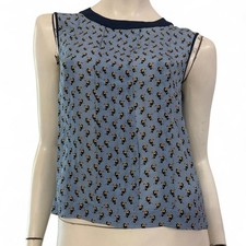 IBLUES Maglia blusa azzurra blu fantasia tropicale tucani Tg IT 38 Seta Silk