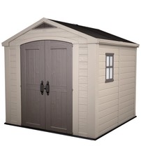 CASETTA DA GIARDINO KETER "FACTOR 8x8" IN RESINA COLORE BEIGE CON PORTA BATTE...