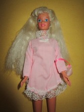 B-504) BARBIE BIONDA MATTEL MALESIA ROSA NEGLIGEE CON ETICHETTA + VECCHIE SCARPE + BORSA