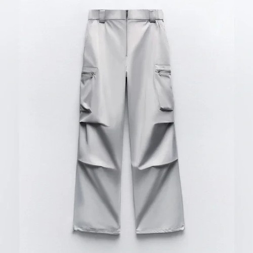 Zara pantalone cargo argento - pantalone,