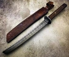 COLTELLO DA CACCIA MACHETE PERSONALIZZATO FATTO A MANO ACCIAIO DAMASCATO STILE KATANA COLTELLO TANTO