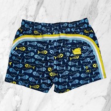 SUNDEK Costume Uomo Raro Design Pesci Blu Giallo Elastico Tasche Boxer Mare Tg S