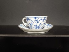 ANTICA TAZZA DA TE' PORCELLANA ROYAL TETTAU BLUE FLUTED BIANCO BLU PROFILO ORO