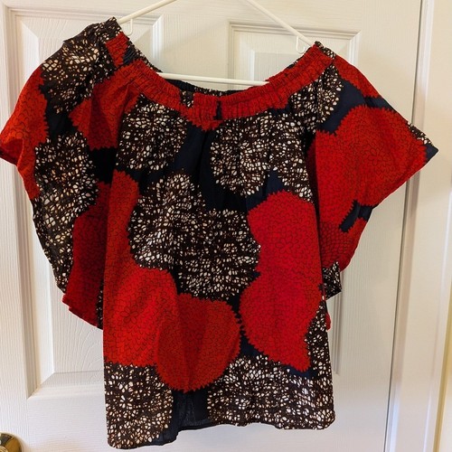 Top rosso navy - , stampa