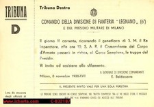 1938 MILANO Divisione Fanteria LEGNANO Rivista per il genetliaco del Re *Invito