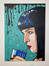Quadro moderno Uma Thurman Pulp Fiction Quentin Tarantino dipinto a mano   50x70