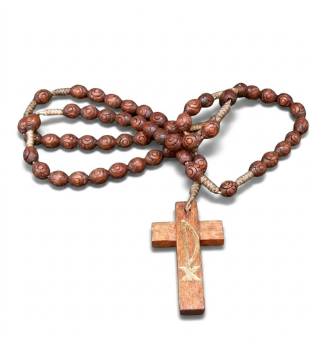Vecchio rosario legno pax - in,