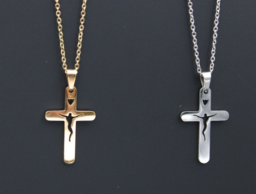 Collana croce argento oro