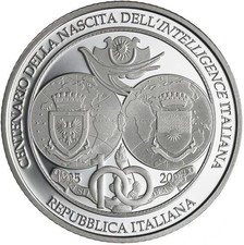 ITALIA 2025 INTELLIGENCE ITALIANA MONETA 5 EURO ARGENTO PROOF tiratura solo 3000