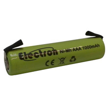 BATTERIA NI-MH RICARICABILE 1,2V 1000MAH AAA MINI STILO DA SALDARE LAMELLE TABS