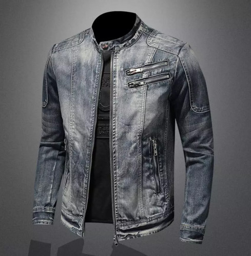 Giacca jeans uomo blu denim