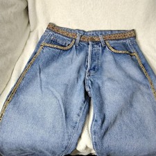 Jeans vintage Fiorucci uomo 34 denim oro broccato cintura bottoni mosca anni 90 34x32