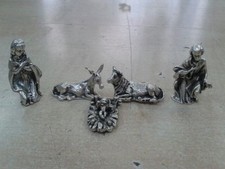 MINIATURA PRESEPE 1 NATIVITA' metallo 30mm  5 ELEMENTI 3 cm  mini  PASTORI