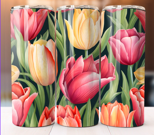 Bicchiere tulipani fiori - bicchiere,