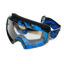 MASCHERA MASCHERINA OCCHIALI MX CROSS ENDURO ONE SPLASH BLU LENTE ANTIFOG