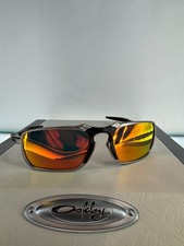 Occhiali da sole Oakley X-Metal stile Badman polarizzati montatura sliver lenti fuoco