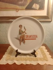 Piatto pubblicitario  ceramica artistico oransoda con dama  raro