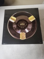 NUOVO! Posacenere rotondo Habanos Y Hermanos Miami Florida nero e oro