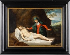 Dopo Ambrogio Giovanni Figino (1553-1608) "Il compianto di Cristo", olio su rame